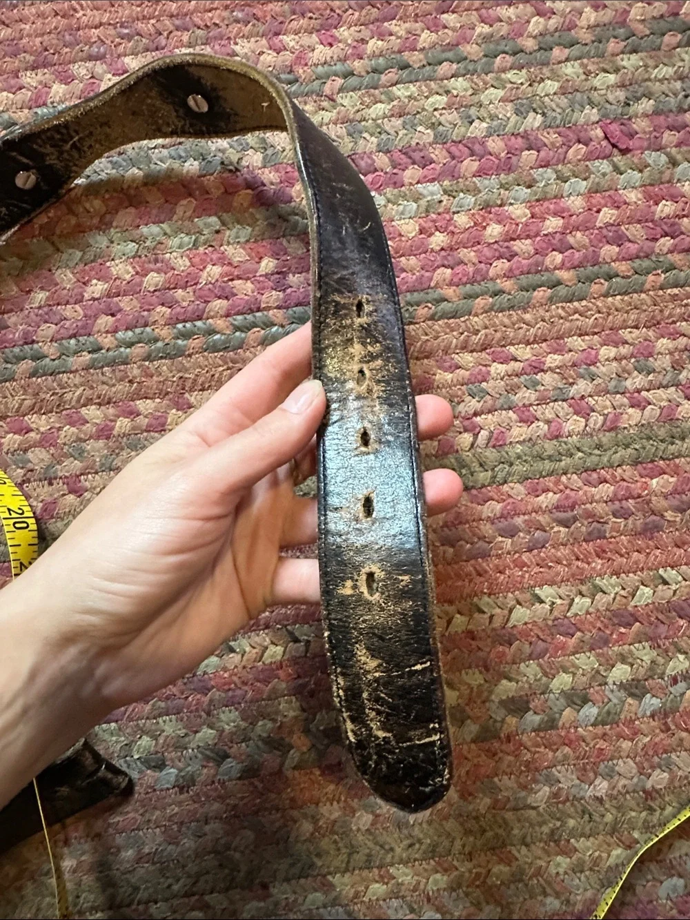 Vintage Black/Brown Leather Men's Eagle Concho Belt with Silver Accents